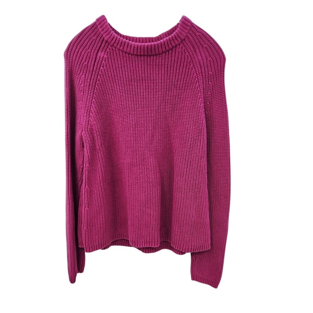 Quince Heavy Knit Crewneck Sweater Purple 100% Organic Cotton Large